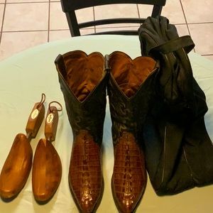 Tony Lama Caiman alligator tail cowboy boots